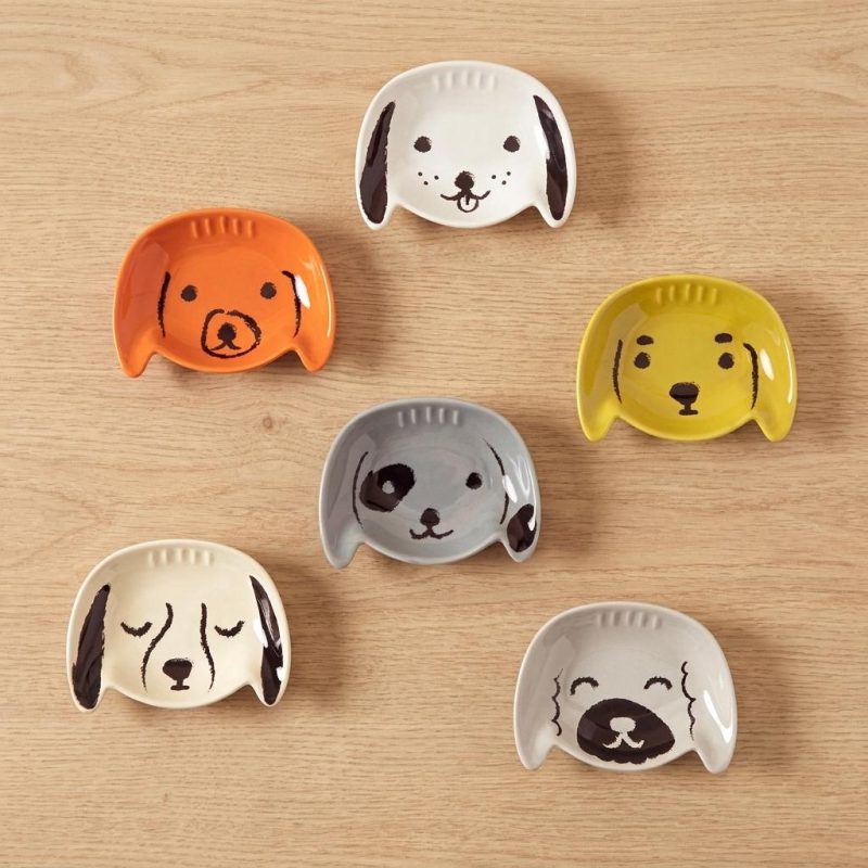 Cute Little Dog Snack Dishes - Set Of 6