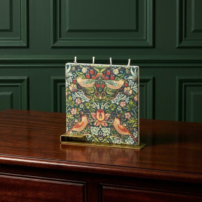 Decorative William Morris Bird Motif Flat Candle 2