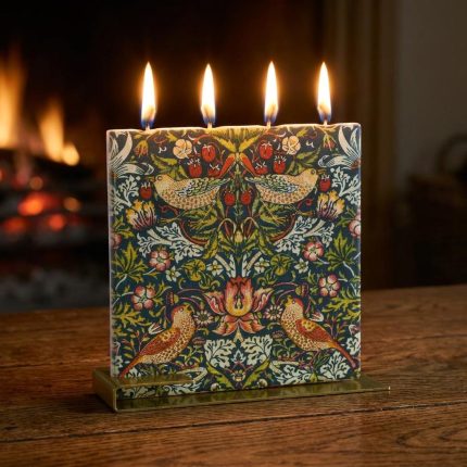 Decorative William Morris Bird Motif Flat Candle