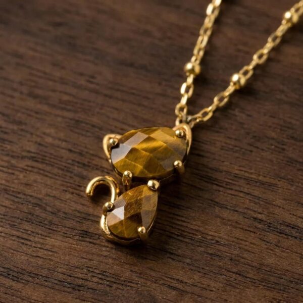 Elegant Faceted Feline Cat Necklace