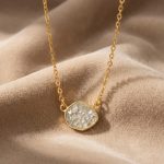 Elegant Sliced Raw Diamond Pebble Necklace
