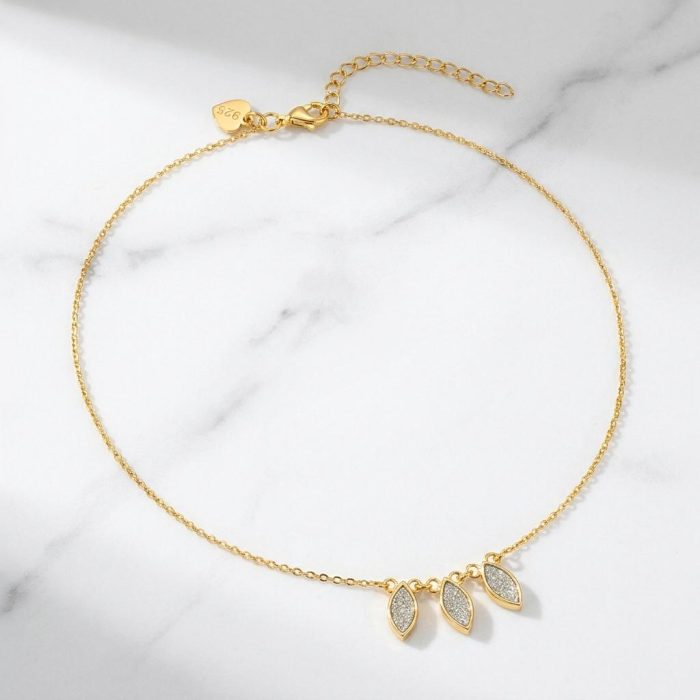 Elegant Sliced Raw Diamond Trio Necklace 2