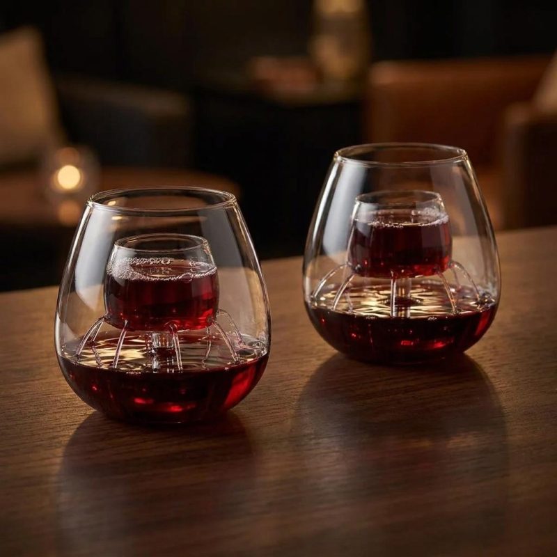 Elegant Stemless Aerating Wine Glasses - Set Of 2
