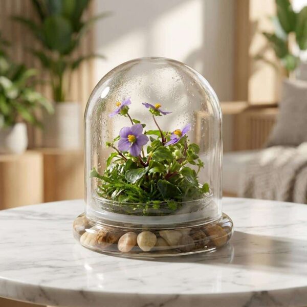 Fairytale Glass-encased Live Persian Violet Terrarium 2