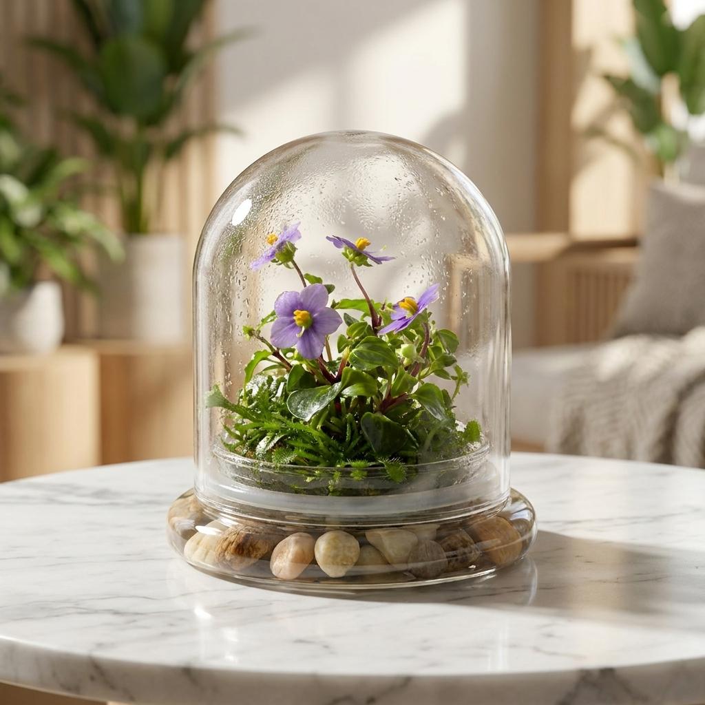 Fairytale Glass-encased Live Persian Violet Terrarium 2 Fairytale Glass-encased Live Persian Violet Terrarium 2