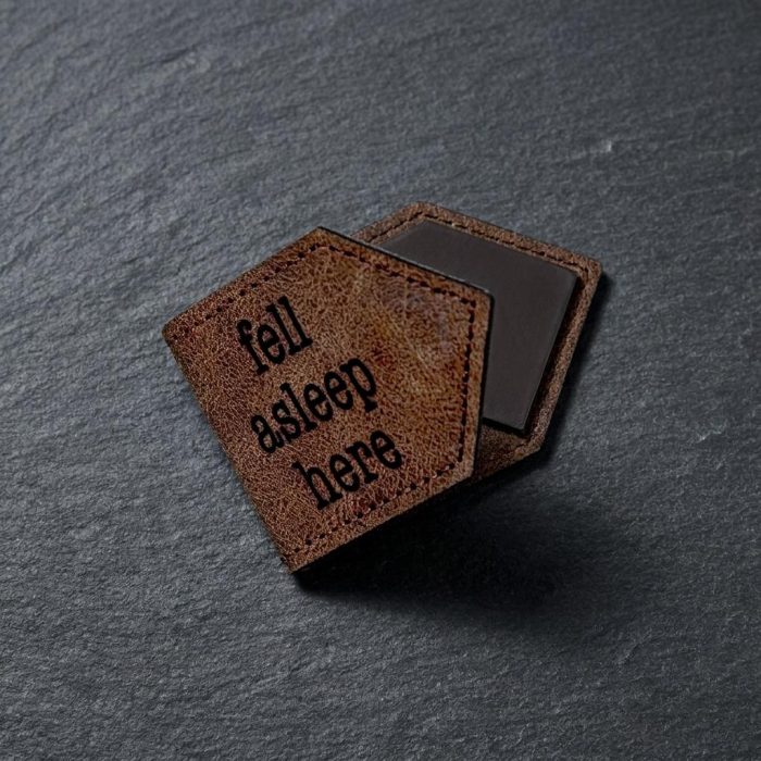 Faux Leather Fell Asleep Here Magnetic Bookmark 2