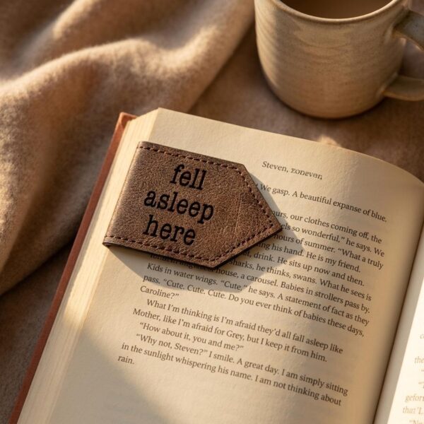 Faux Leather Fell Asleep Here Magnetic Bookmark