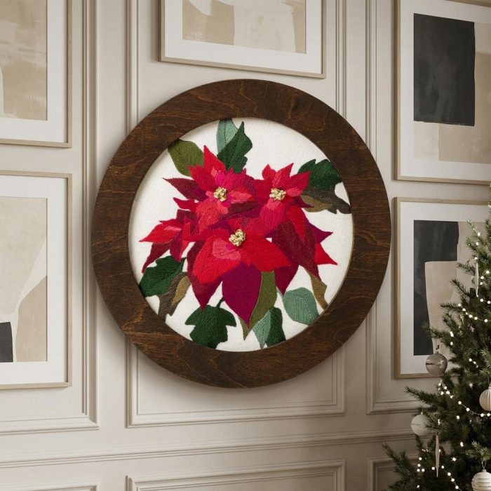 Festive Beginners Poinsettia Embroidery By Numbers Kit 2