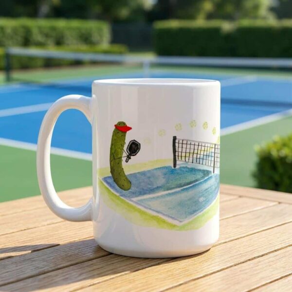 Funny Pickles Playing Pickleball Ceramic Mug