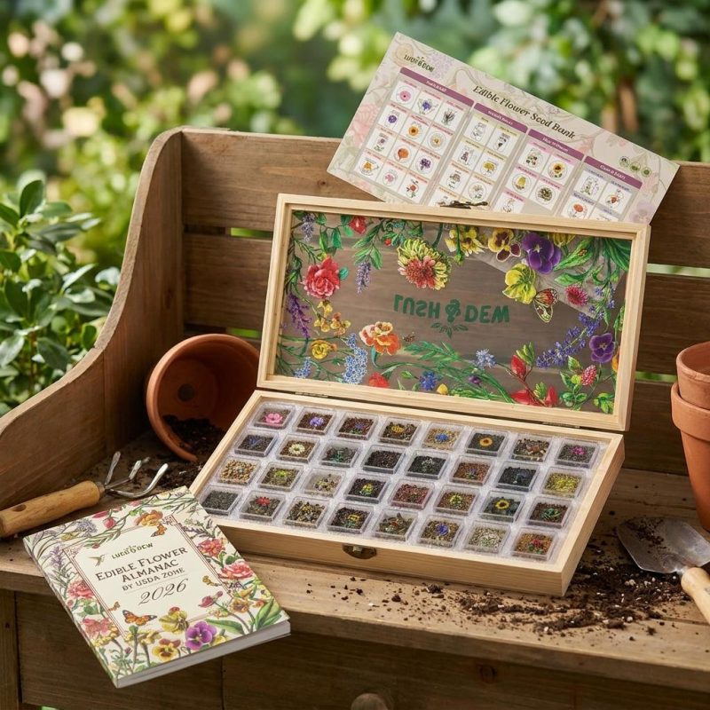 Gourmet Edible Flower Seed Bank & Almanac Gift Set 1