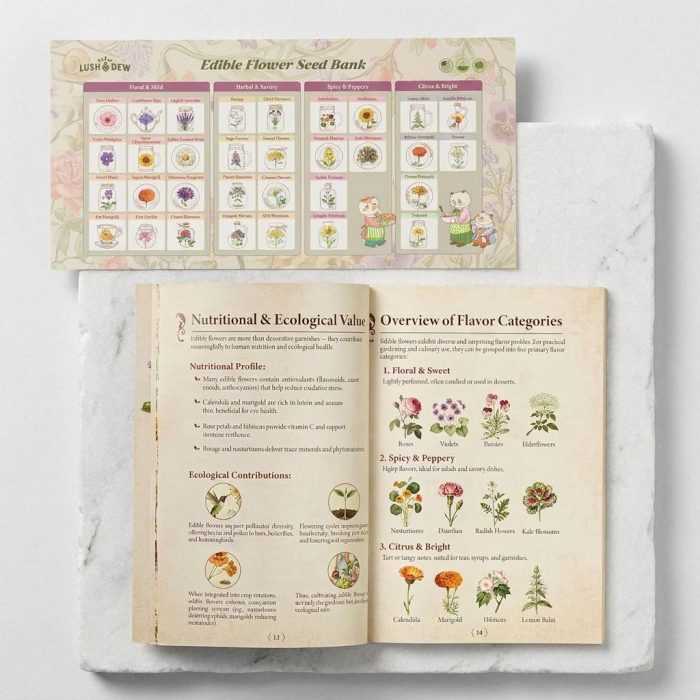 Gourmet Edible Flower Seed Bank & Almanac Gift Set 3