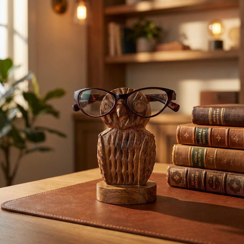 Hand-carved Owl Eyeglasses Holder Hand-carved Owl Eyeglasses Holder