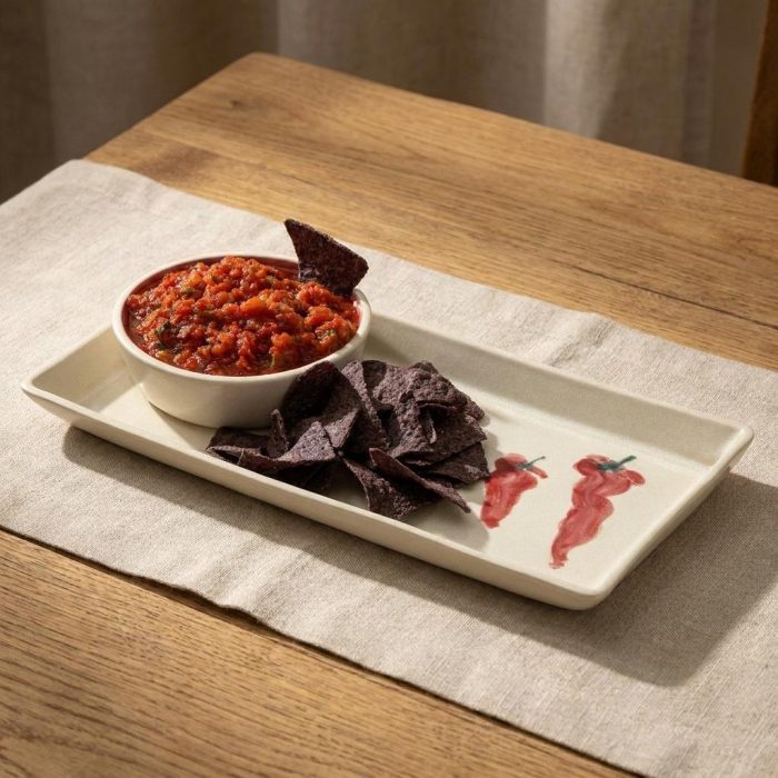 Hand Painted Chili Pepper Porcelain Chip & Dip Server 1