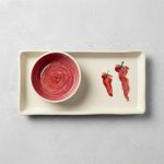 Hand Painted Chili Pepper Porcelain Chip & Dip Server