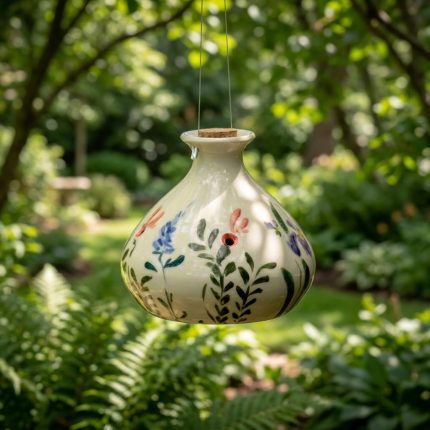 Hand-painted Porcelain Floral Hummingbird Feeder