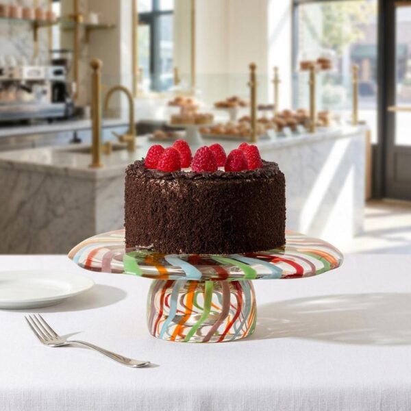 Handblown Glass Reversible Serving Stand & Platter