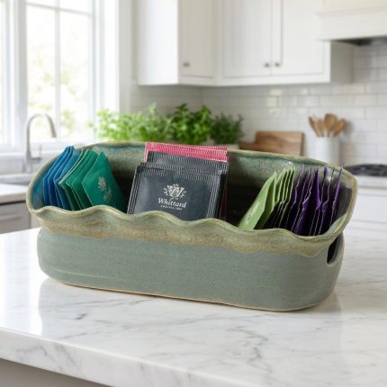 Handcrafted Blue Ceramic Tea Caddy