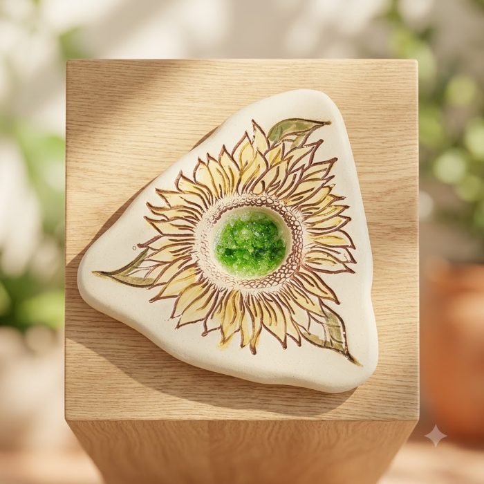 Handcrafted Ceramic Sunflower Butterfly Puddler