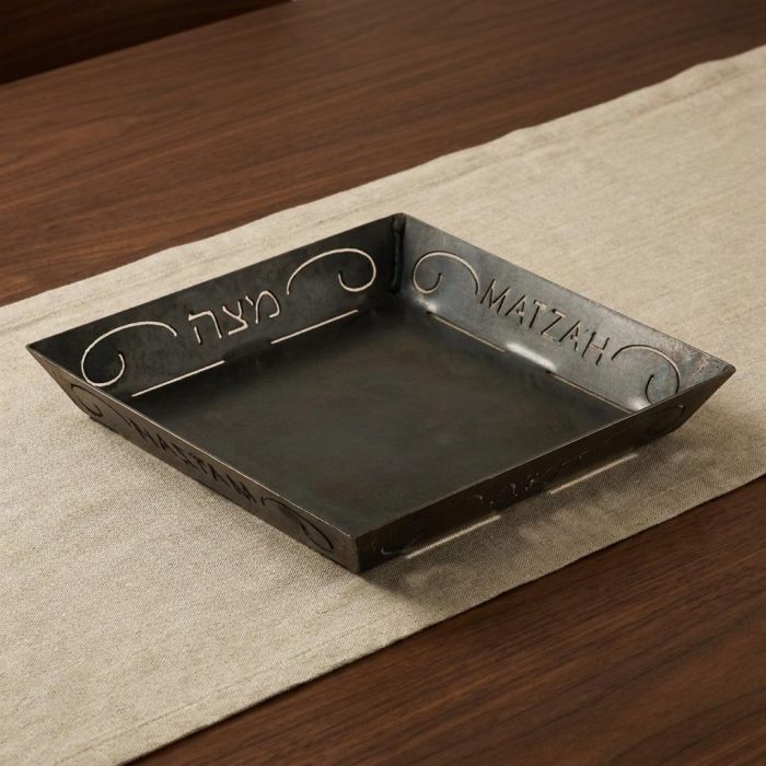Handcrafted Flame-cut Matzah Tray (2)