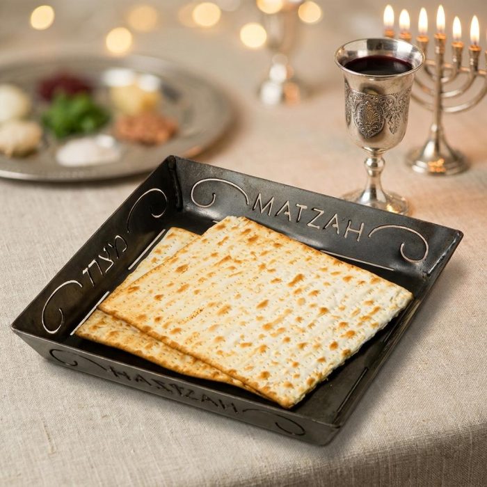 Handcrafted Flame-cut Matzah Tray (4)
