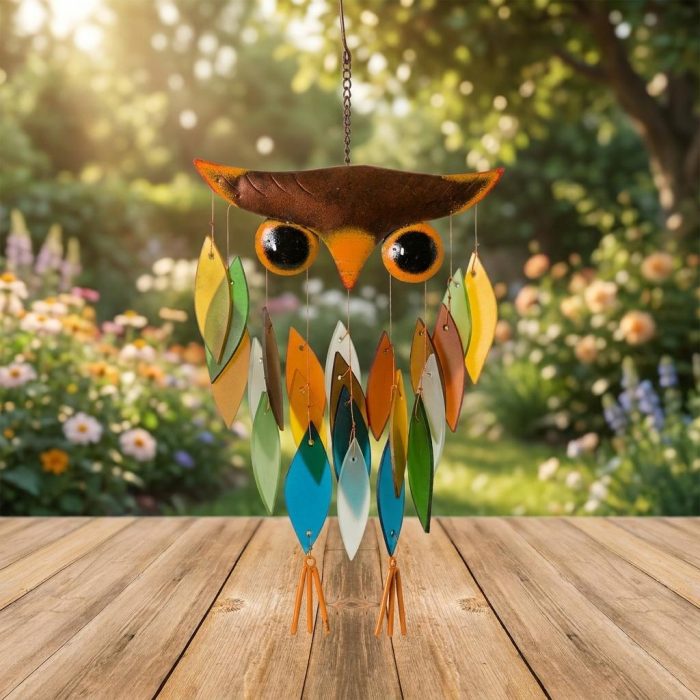 Handcrafted Glass Owl Wind Chime 2