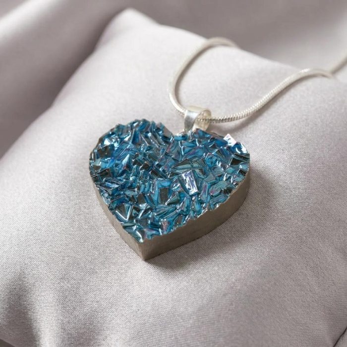 Handcrafted Iridescent Multidimensional Heart Necklace 1