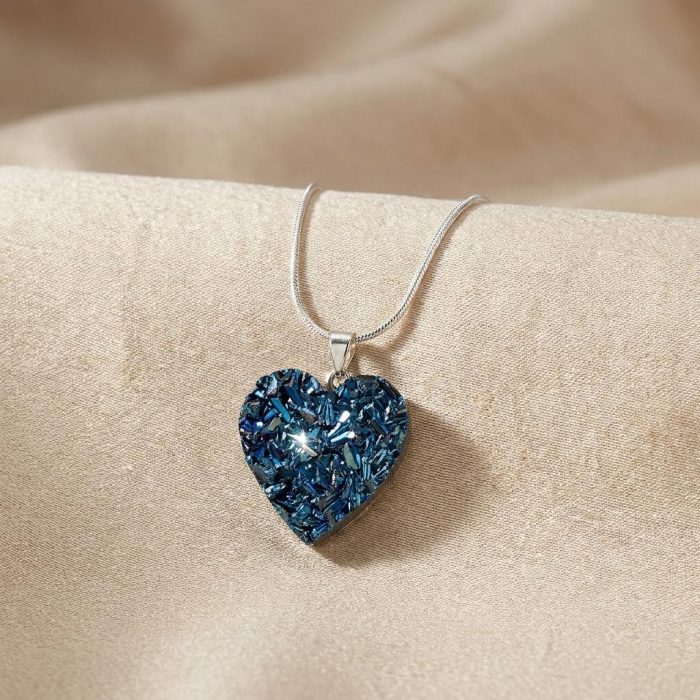 Handcrafted Iridescent Multidimensional Heart Necklace 2