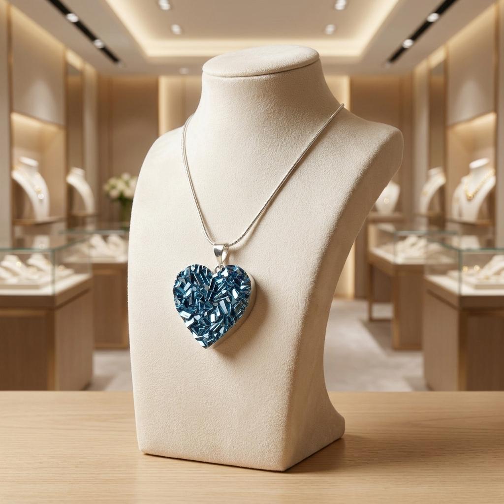 Handcrafted Iridescent Multidimensional Heart Necklace Handcrafted Iridescent Multidimensional Heart Necklace