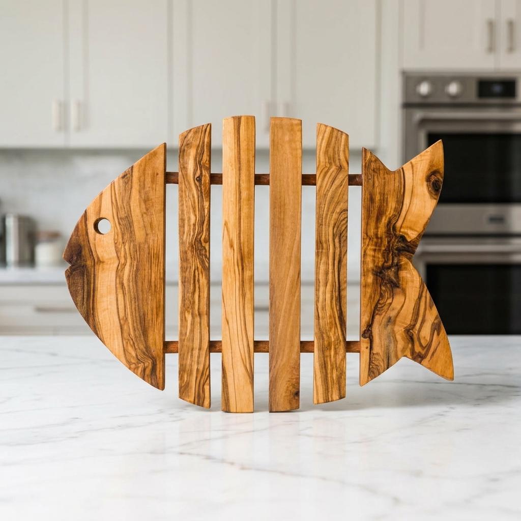 Handcrafted Olivewood Fish Trivet Handcrafted Olivewood Fish Trivet