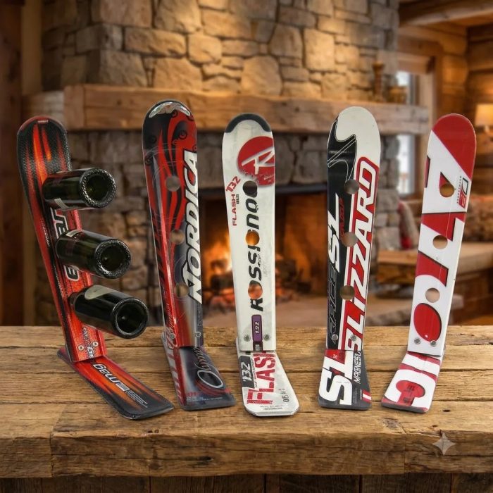Handcrafted Snow Ski Wine Rack 2