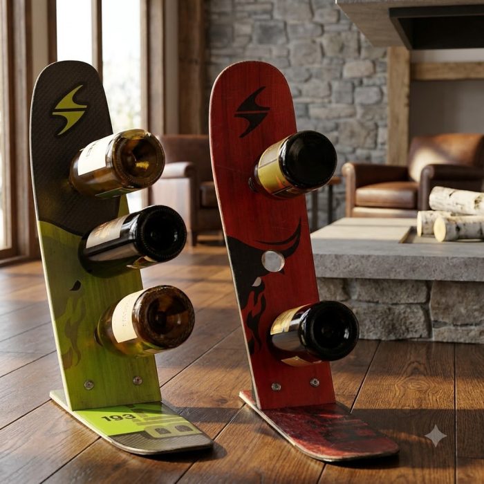 Handcrafted Snow Ski Wine Rack