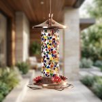 Handcrafted Sun-catching Mosaic Hummingbird Feeder 1