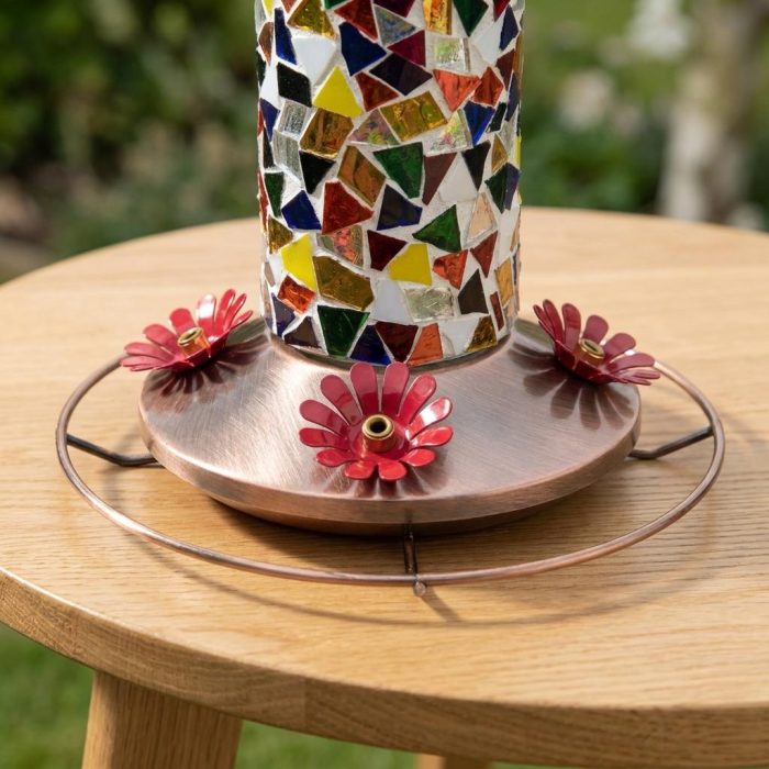 Handcrafted Sun-catching Mosaic Hummingbird Feeder 2