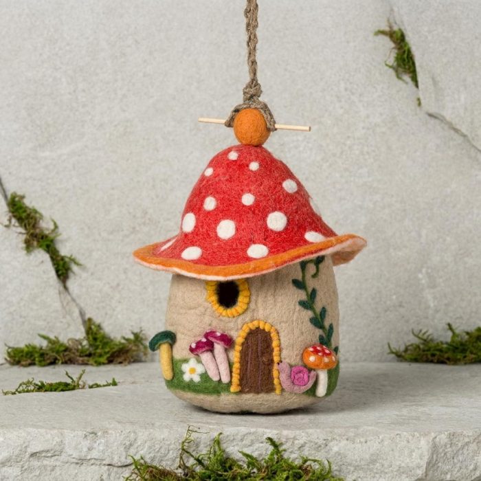 Handcrafted Whimsical Mushroom Bird Nester 4