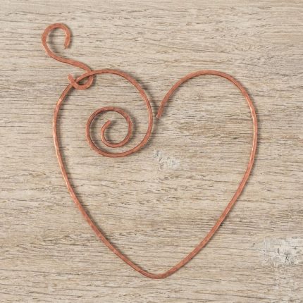 Handmade Copper Heart Hummingbird Perch 1