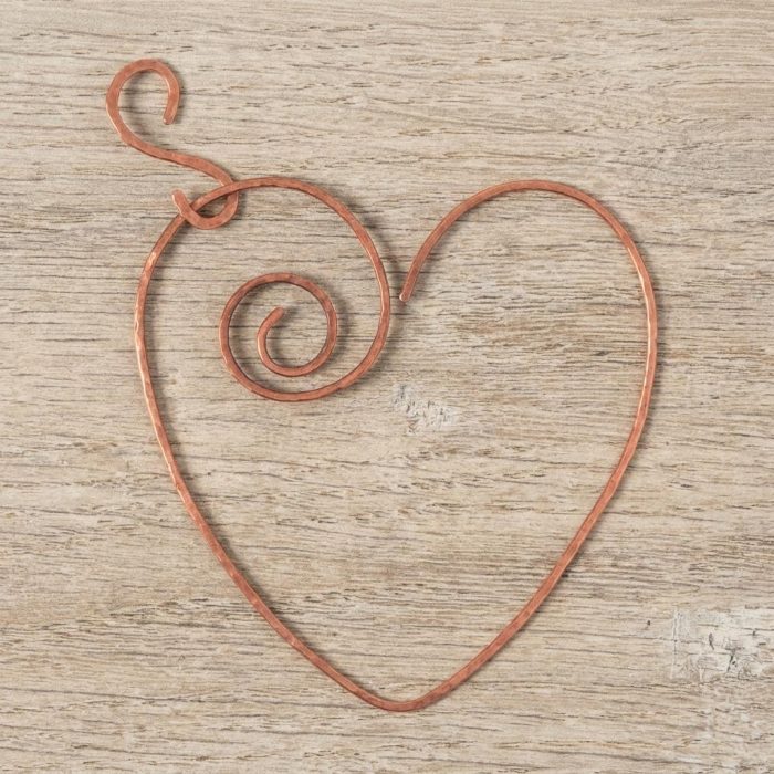 Handmade Copper Heart Hummingbird Perch 1