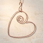 Handmade Copper Heart Hummingbird Perch 2