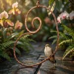 Handmade Copper Heart Hummingbird Perch 3