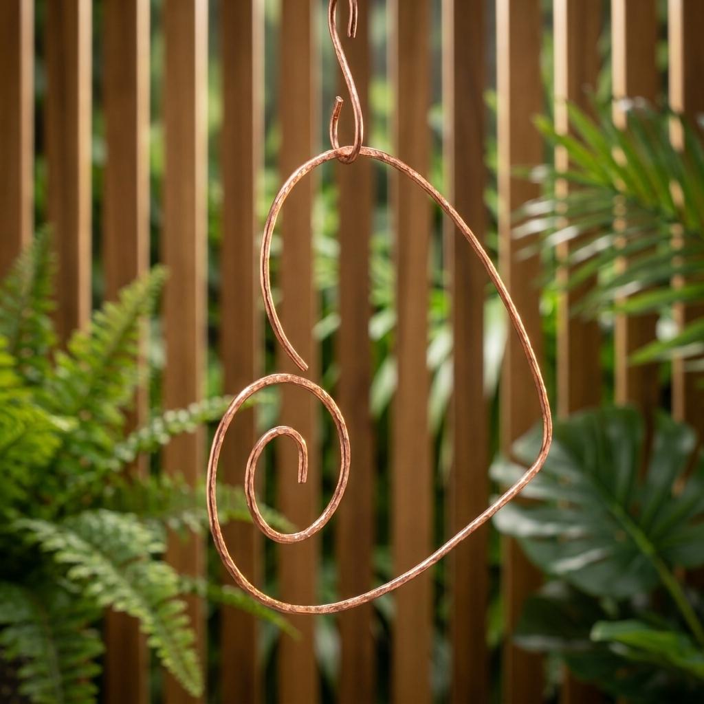 Handmade Copper Heart Hummingbird Perch Handmade Copper Heart Hummingbird Perch