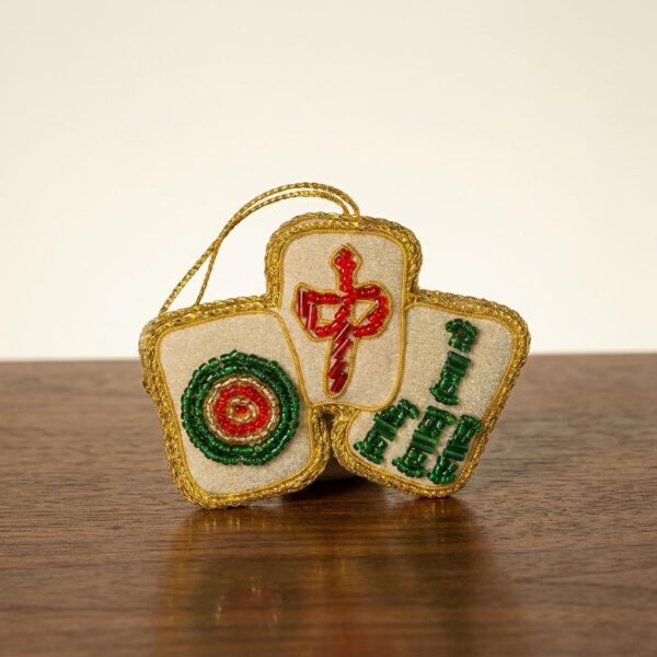 Handmade Felt Mahjong Beaded Ornament