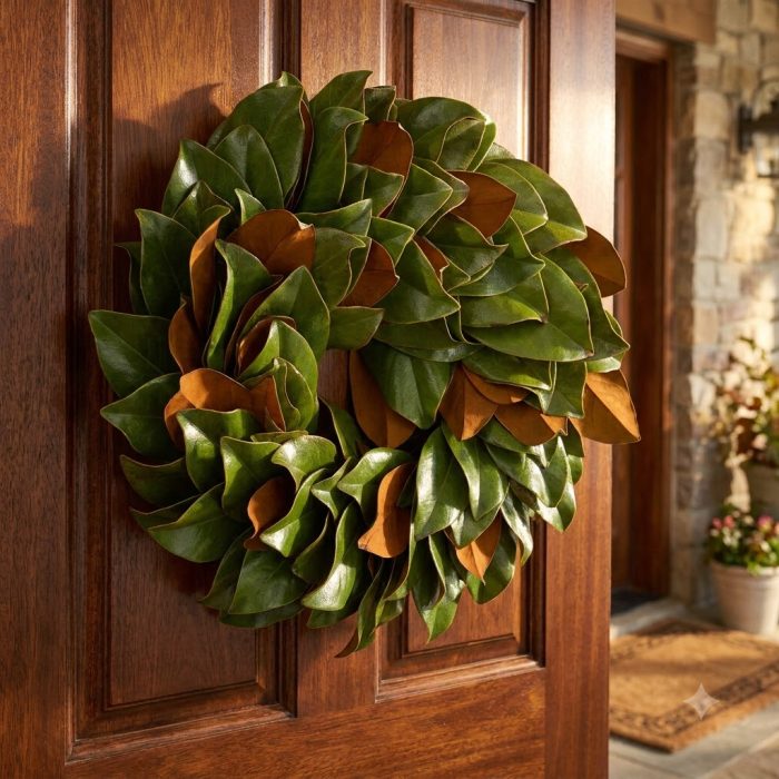 Handmade Fresh Magnolia Wreath 1