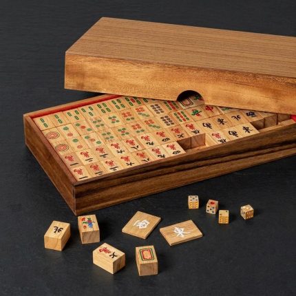 Handmade Mango Wood Artisan Mah Jong Set
