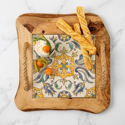 Handmade Mediterranean Tunisian Tile Serving Tray