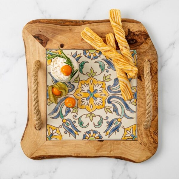 Handmade Mediterranean Tunisian Tile Serving Tray