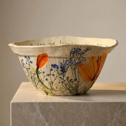 Handmade Pressed Floral Garden Of Love Serving Bowl