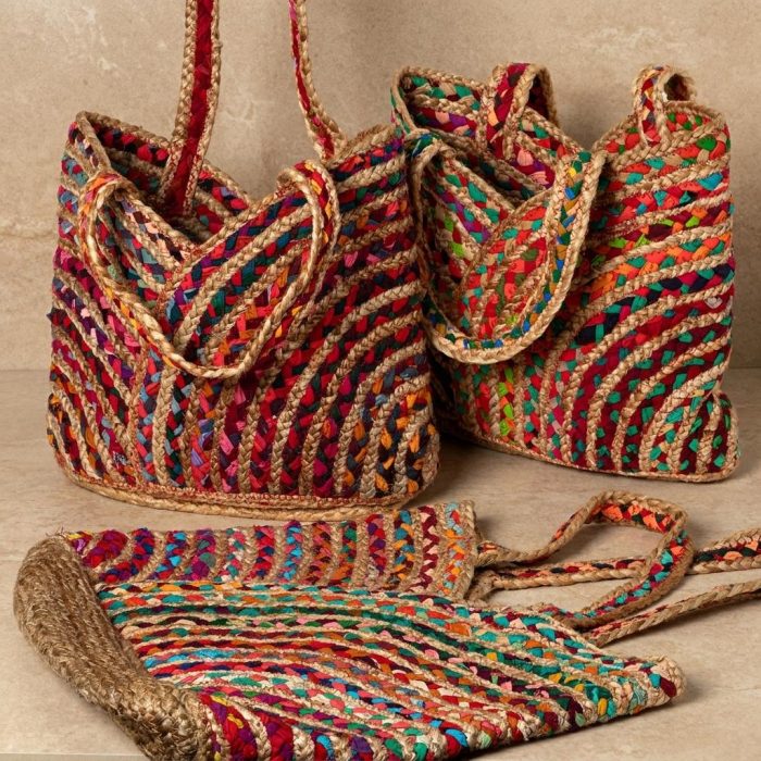 Handwoven Repurposed Sari Carry-all Tote Bag 3
