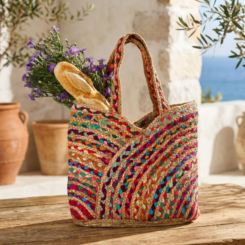 Handwoven Repurposed Sari Carry-all Tote Bag