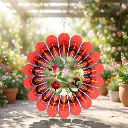 Kinetic Fluttering Hummingbird Wind Spinner 1