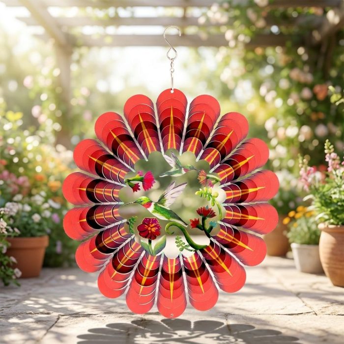 Kinetic Fluttering Hummingbird Wind Spinner 1