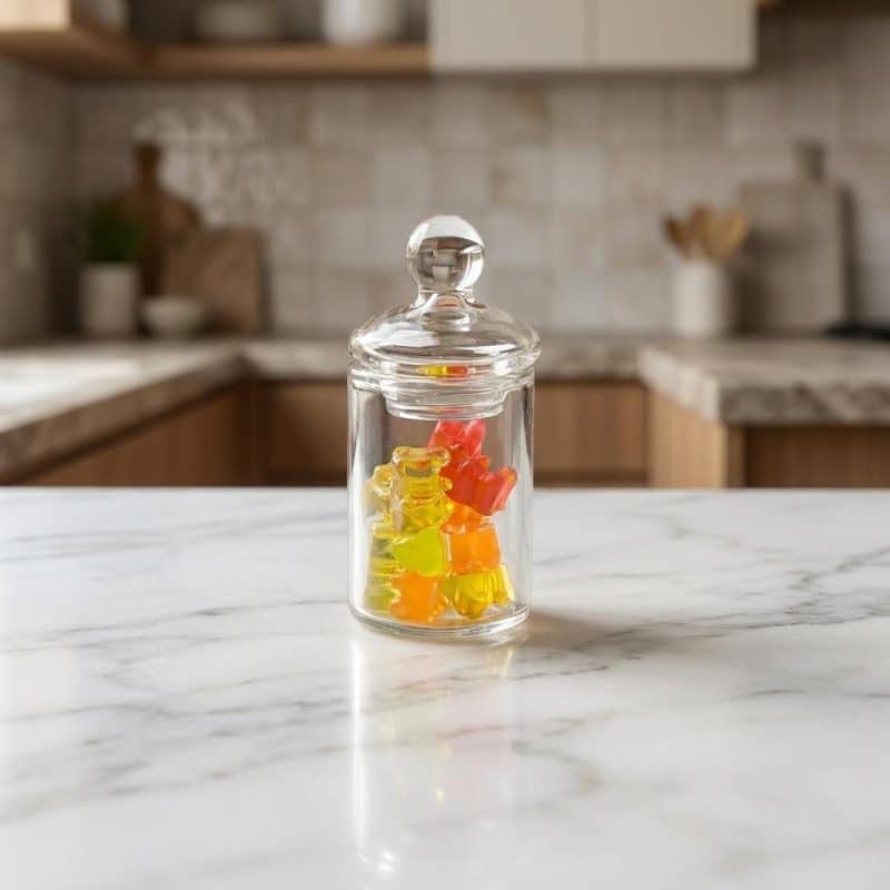 Miniature Glass Jar Of Fidgety Gummy Bears
